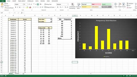 frequency distribution table excel 365